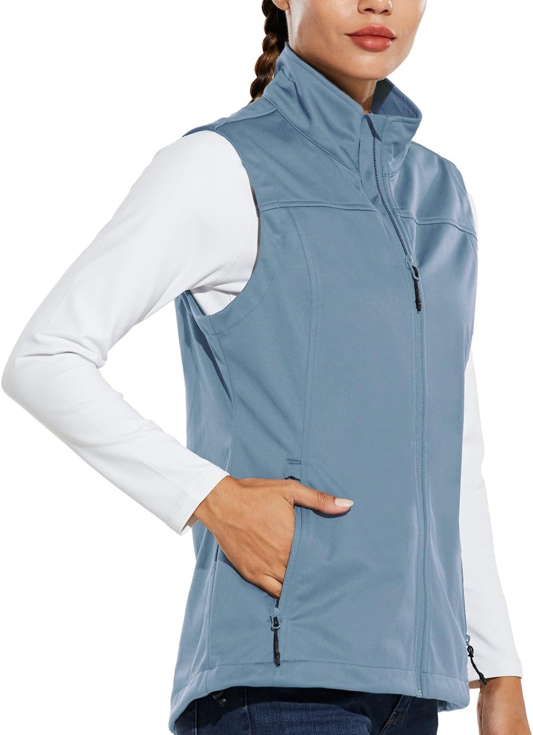 baleaf Women’s Lightweight Vest Softshell Sleeveless Jacket Windproof Stand Collar with Zipper Pockets Running Hiking Golf