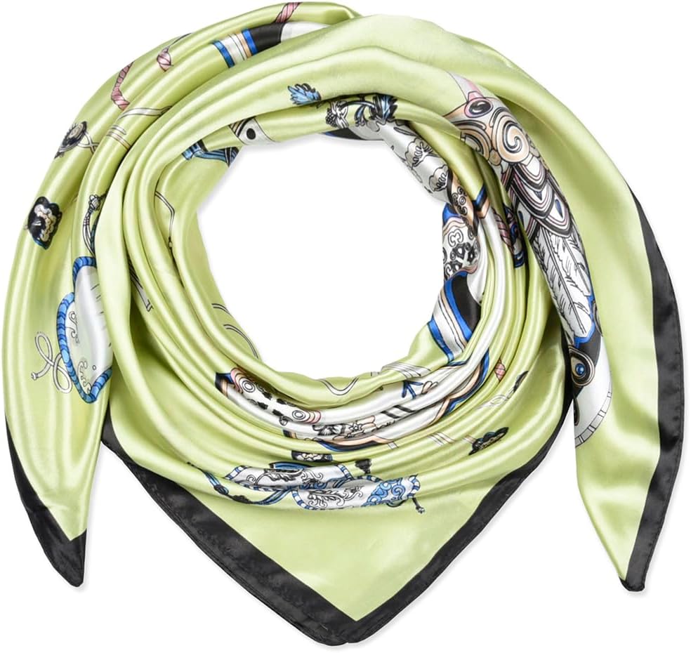 corciova 35 x 35 Large Square Hair Scarf for Women Silk Like Curly Headband Tie Sleeping at Night Fashion Bandana Headscarf