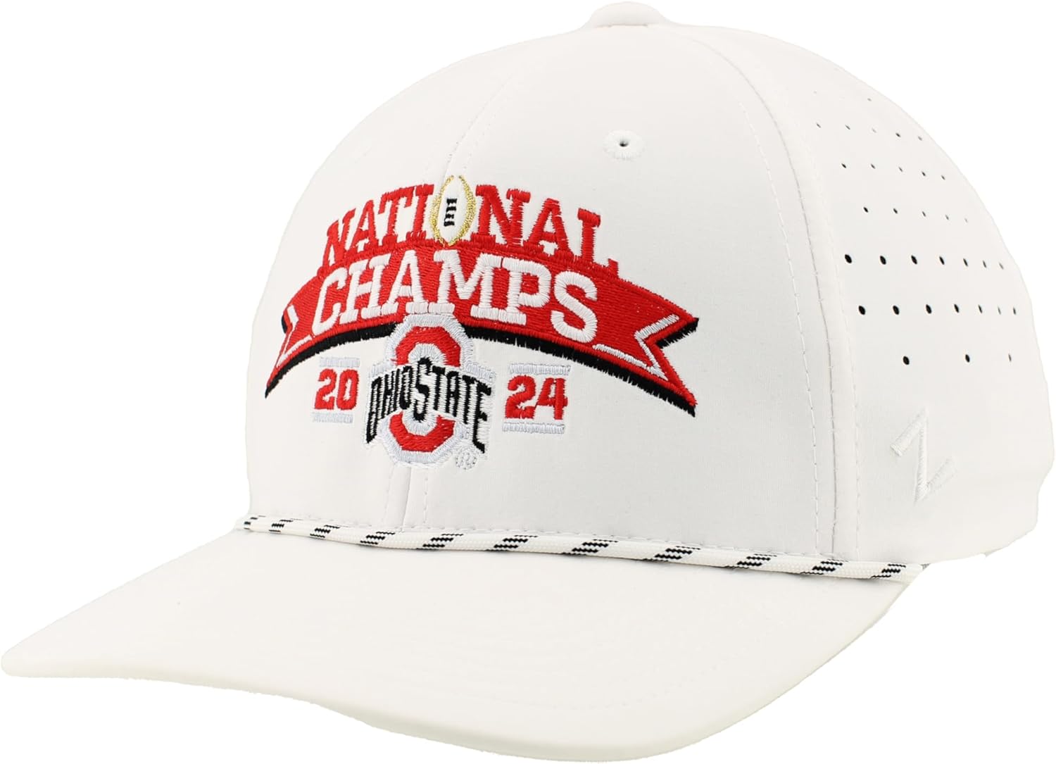 ZHATS Standard Ohio State Buckeyes National Champs 2024 Football Rope Hat White Officially Licensed
