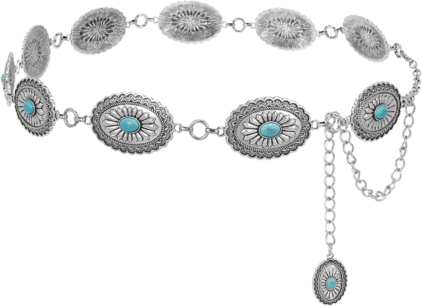 SUOSDEY Women Metal Waist Chain Belt Concho Western Cowgirls Country Belt for Jeans Dress