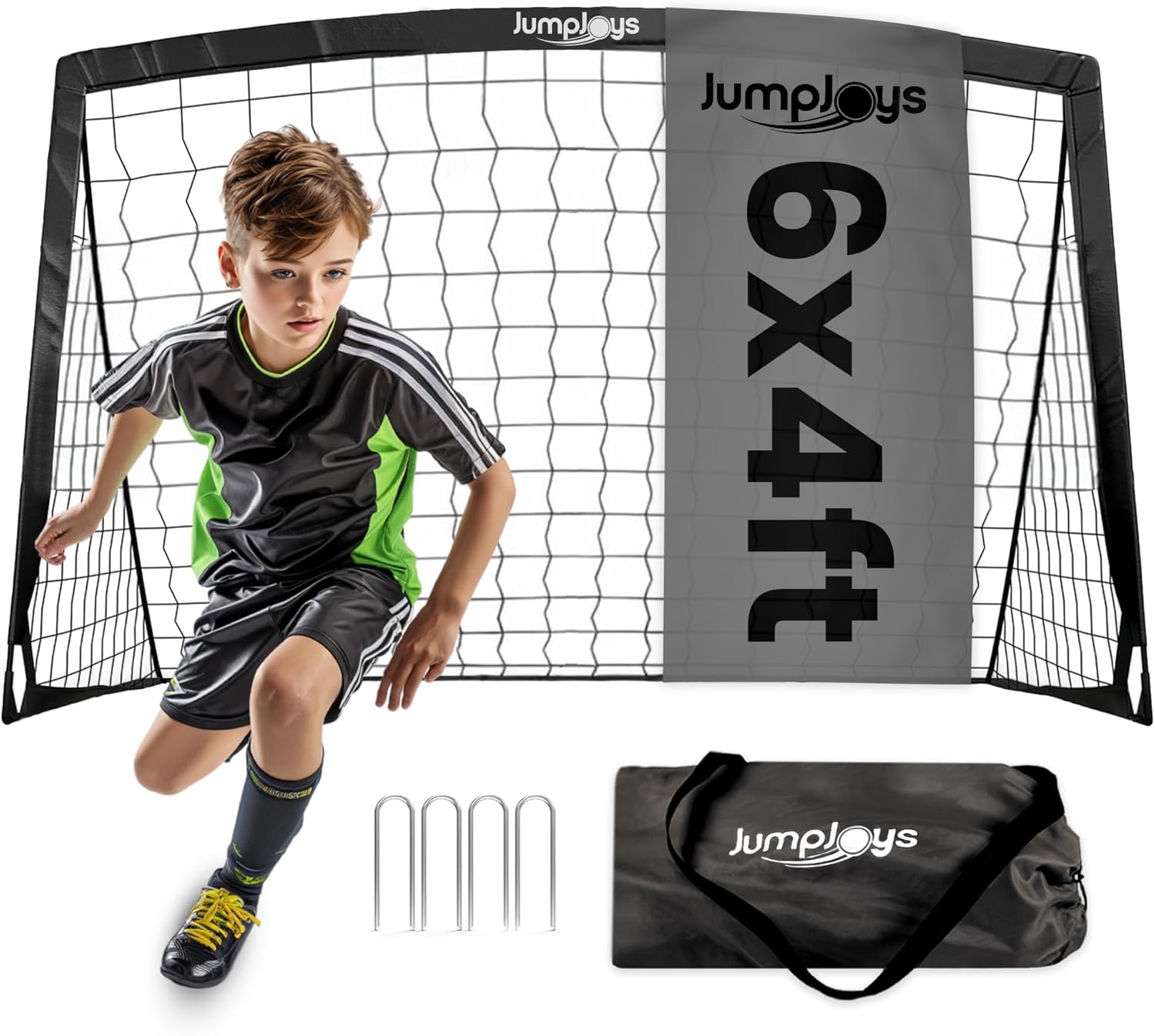 Kids Soccer Goal for Backyard| 6×4 ft Portable Pop Up Soccer Goal Kids Soccer Net | Practice Soccer Net in Multiple Colors | Single Net, Set of Two, Double with Accessories