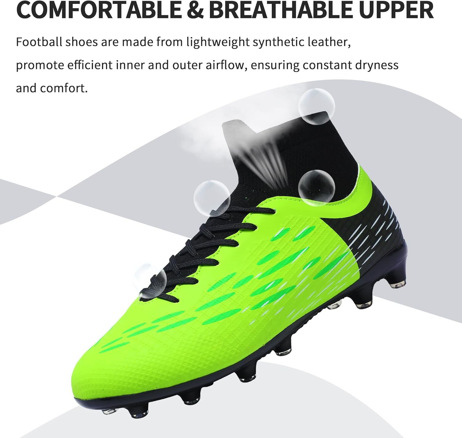 Football Cleats Men, Indoor Outdoor High Top Soccer Shoes Lightweight Shock Resistant Training Boots Breathable Professional Turf Shoes Sport Athletic Ground Football Boots FG Soccer Cleats for Men
