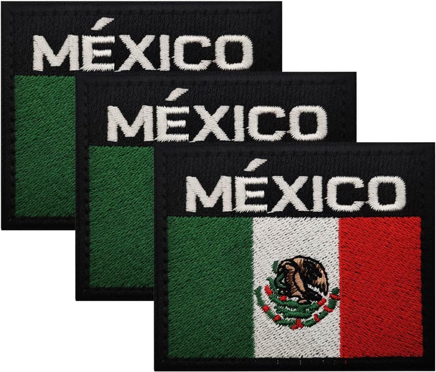 3PCS Mexican Flag Patch, Mexico Patches for Vest, Molle Military Patches for Army Tactical Backpack & Jackets with Loops and Hook (A)