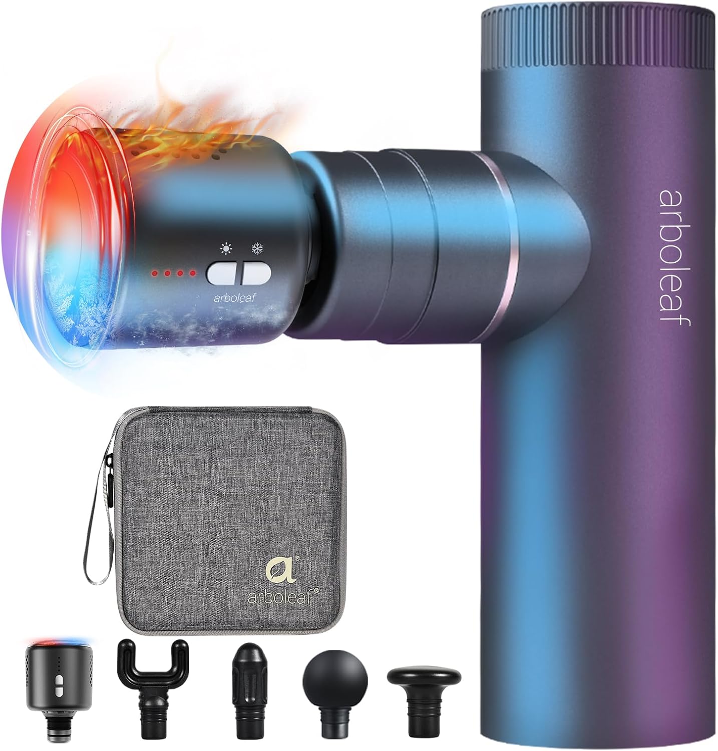 arboleaf Thermacool Massage Gun Deep Tissue with Heat and Cold Head, FSA HSA Eligible Items, Full-Metal Electric Portable Hand Held Massager Gun for Back, Body Sore Muscles, Pain Relief, Gifts