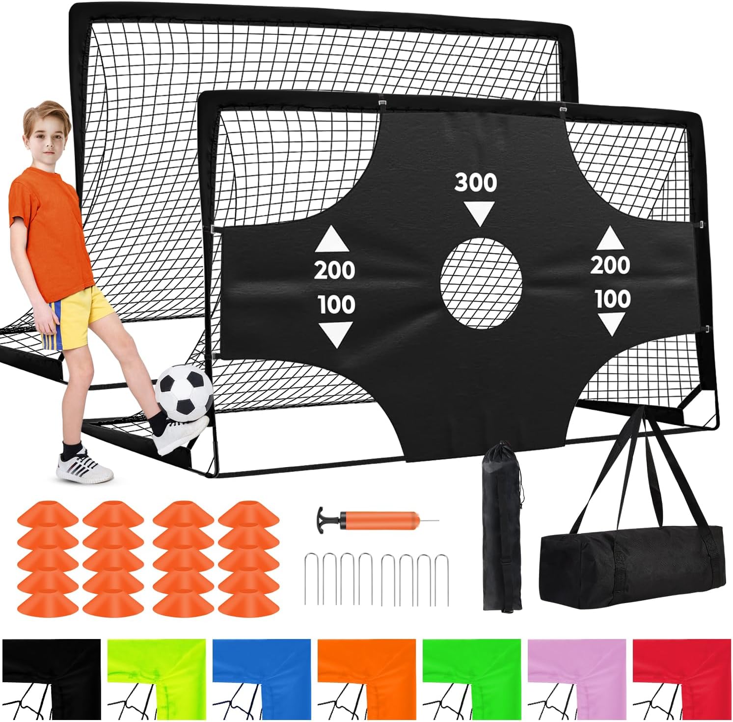 Portable Pop Up Soccer Goal – 6x4ft Backyard Training Equipment with Soccer Ball, Scoring Target Cloth, and Conesl,Fencing Training Equipment