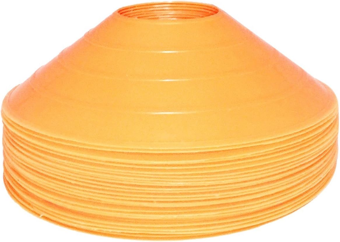 BlueDot Trading High Visibility Sports Cones for Agility Training, Soccer, Football, Field Cone Markers, for Adults or Kids Games, Orange, Quantity 50-Pack