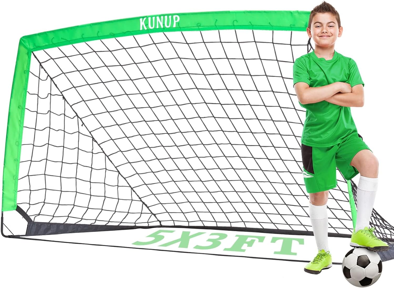 Kids Soccer Goal for Backyard, 5×3, 6×4, 9×5FT Easy Foldable Soccer Practice Net with Portable Carrying Bag for Toddler Youth Adult Soccer Training Equipment Outdoor Sports Game