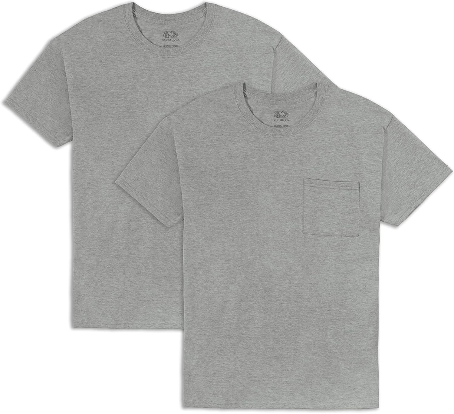 Fruit of the Loom Men’s Eversoft Cotton Short Sleeve Pocket T-Shirts, Breathable & Tag Free