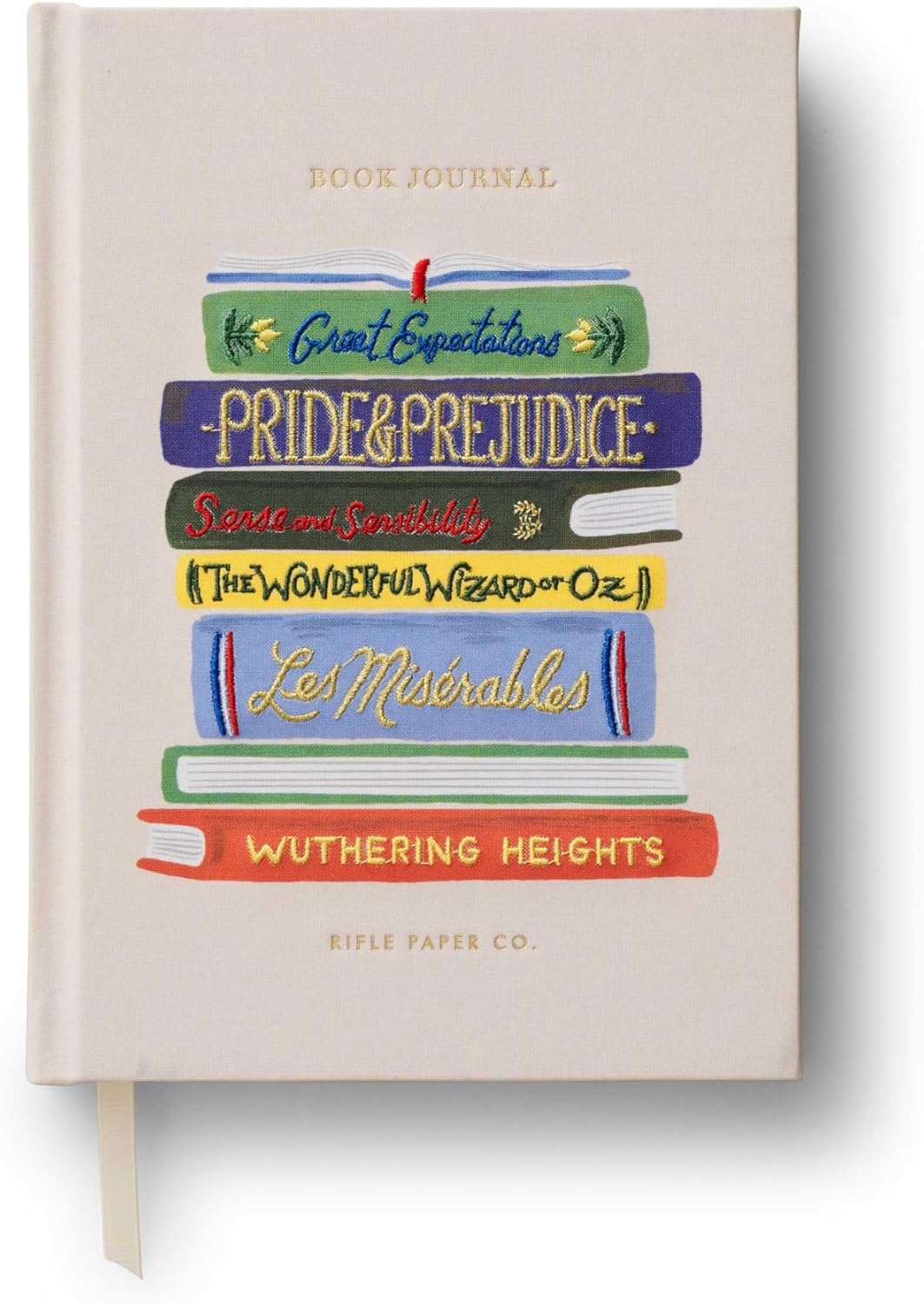 RIFLE PAPER CO. Book Club Embroidered Book Journal, Keep Notes, Daily Events and Personal Area to Capture your Thoughts, Perfect for a Keepsake Journal or Diary
