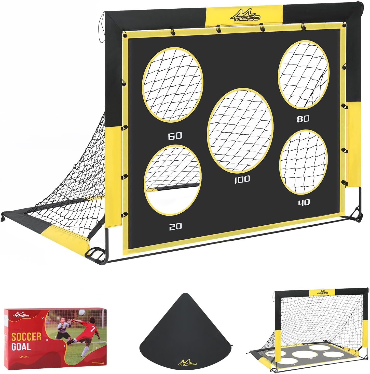 MoKo Backyard Soccer Goal for Kids – 4′ x 3′ Portable Pop Up Soccer Nets – 2 in 1 Soccer Net Set for Outdoor Indoor