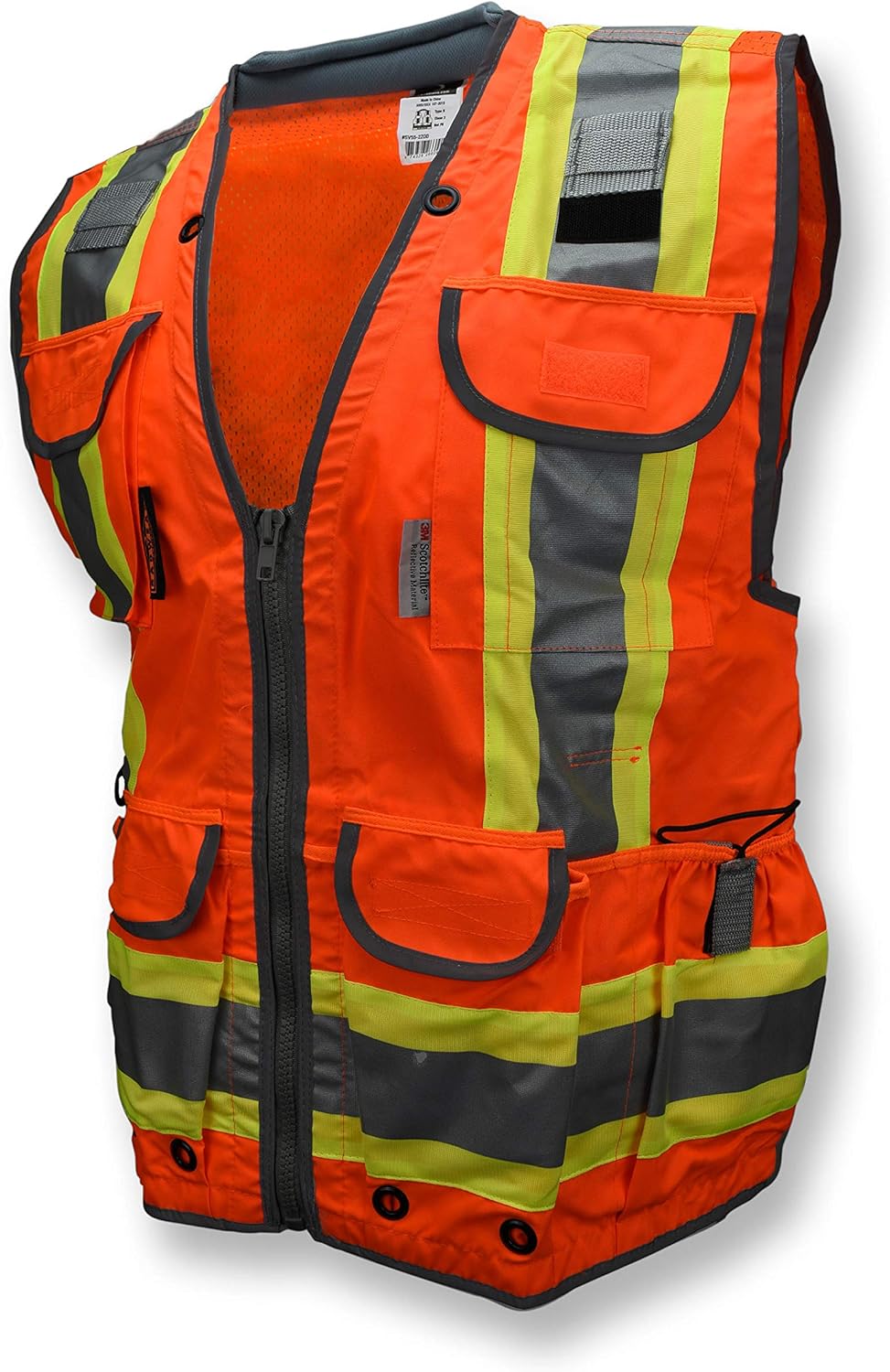Radians SV55 Class 2 Heavy Woven Two Tone Engineer Vest with Padded Neck to Support Extra Weight in Cargo Pockets
