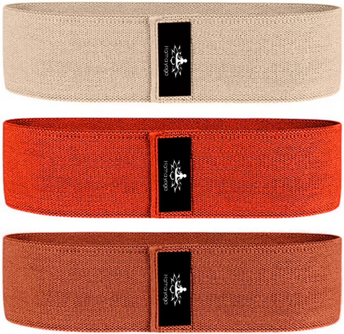 Hatha Yoga Large Resistance Band,14.5″ x3.15″,Fabric Exercise Loop Bands with Instruction Guide and Carry Bag, Set of 3.