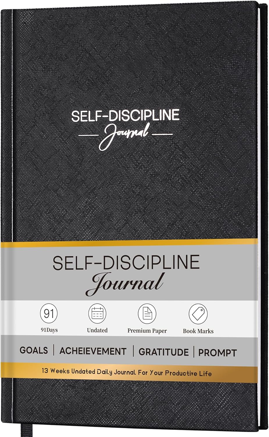 Self-Discipline Journal – Gratitude Journal for Men, 5.35” x 8.46”, 13 Weeks Undated Journal with Affirmations, Prompts, Goals & Notes for Mindfulness, Mental Health – Daily Journal for Women & Men