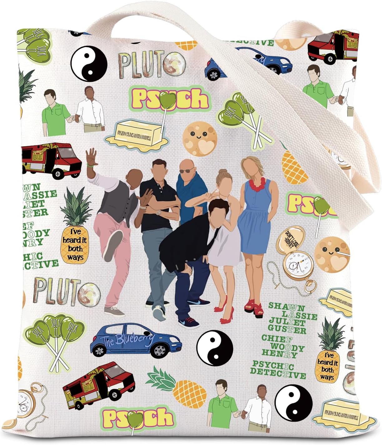 ENSIANTH Movie Fan Gift Comedy TV Show Inspired Tote Bag Psychos Lover Gift I’ve Heard it Both Ways Pineapple Handbag