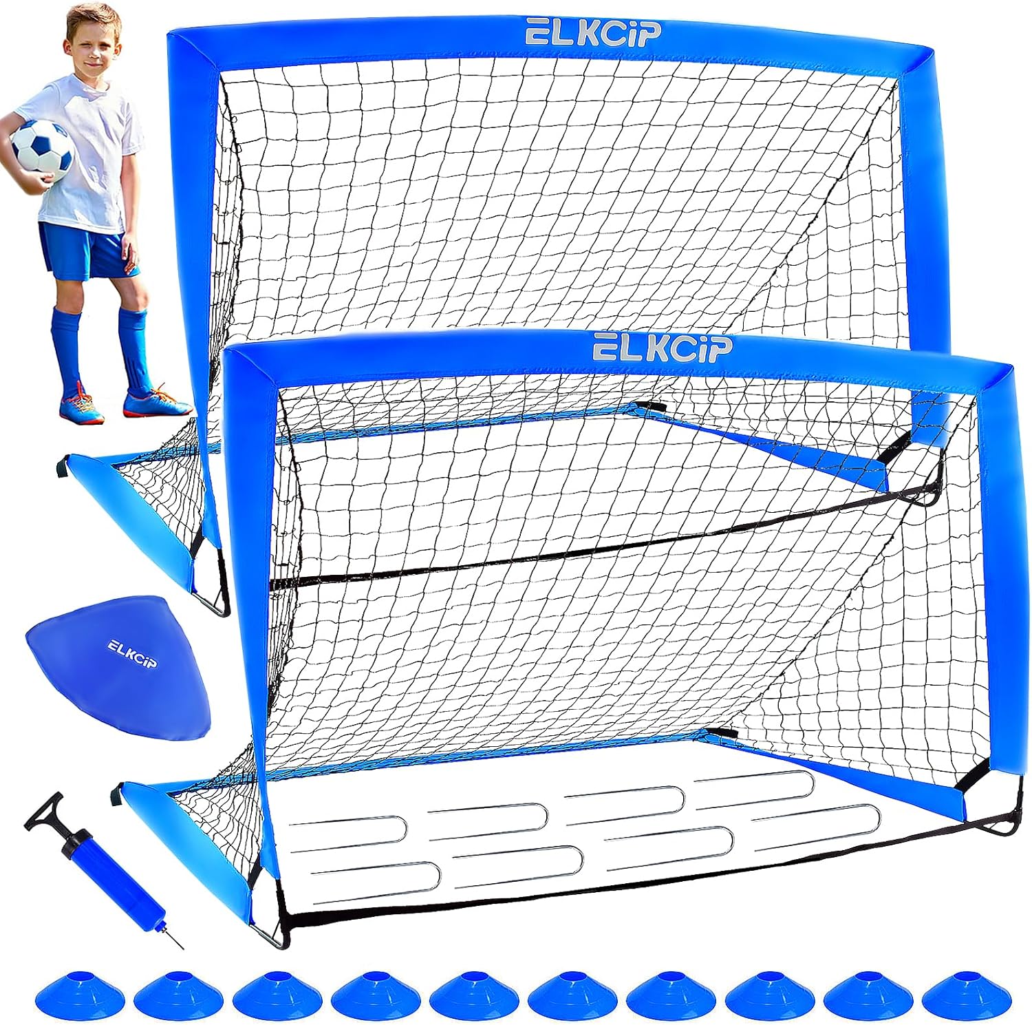 Kids Soccer Goals for Backyard Set of 2, 6X4 /4×3 ft Portable Soccer Nets Training Equipment, Pop Up Soccer Net for Youth Toddler Outdoor Sports Games