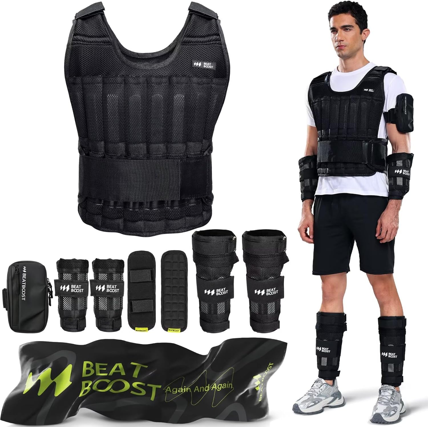 Weighted Vest for Men Women 20lb/30lb/40lb/50lb/60lb Adjustable Weight Vest with Steel Plates Weights for Walking Strength Training Running Workout