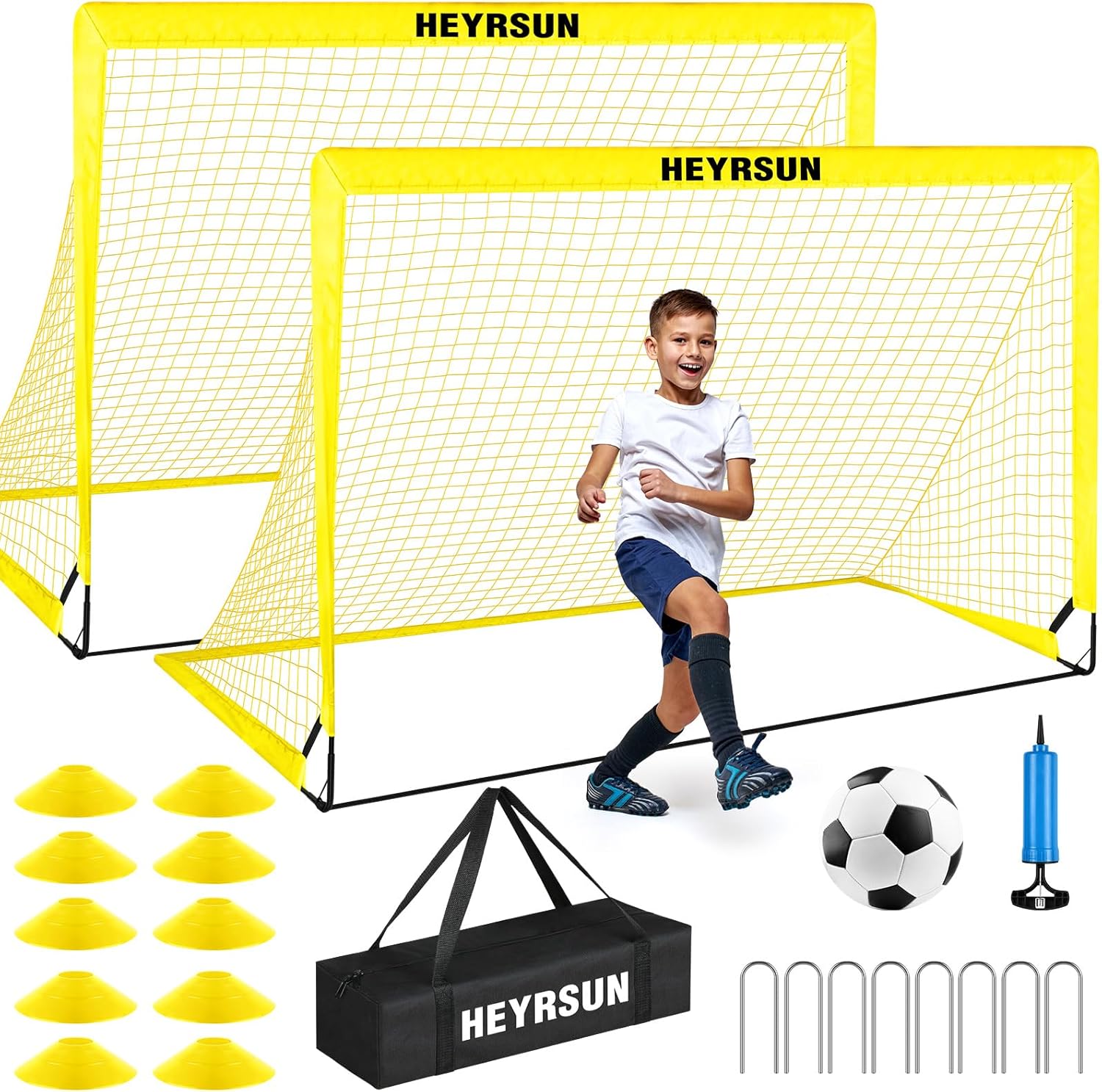Soccer Goals for Backyard, 5×3.6 ft Soccer Nets for Kids, Soccer Training Equipment for Kids Toddler Youth Soccer Goal, Pop Up Portable Soccer Net for Outdoor Sports Games