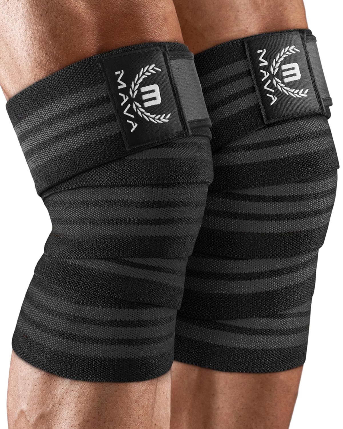 Mava Sports Knee Wraps (Pair) for Men & Women | Ideal for Cross Training, WODs, Gym Workouts, Weightlifting, Fitness & Powerlifting | Knee Straps for Squats | 72″ Compression & Elastic Support