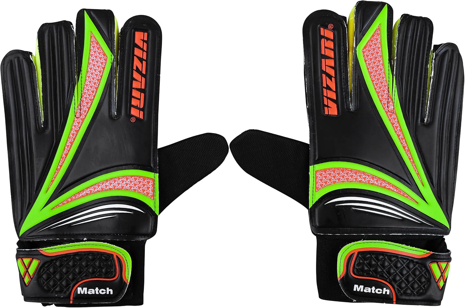 Vizari Junior Gloves for Protection & Grip | Tri-Color Youth Soccer Goalie Gloves with Elastic Wristband for Secure Fit | Finger Support Goalkeeper Gloves with Foam Cushioning for Kids & Youth