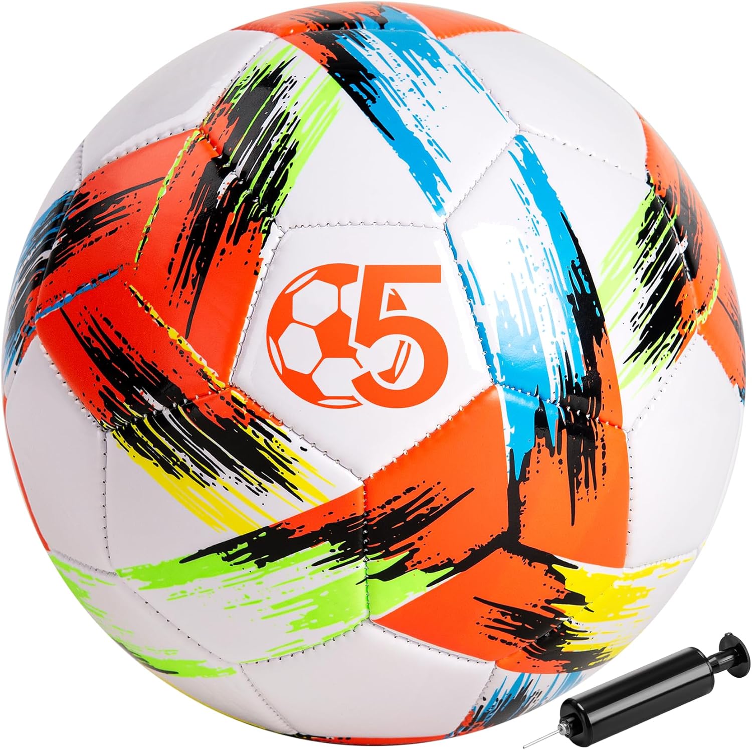 Soccer Ball Size 5 with Pump & Mesh Bag, Tri-Color Soccer Ball for Youth and Adult, Indoor Outdoor Sports Training Practice Matches Play Game, Ideal Sport Gifts