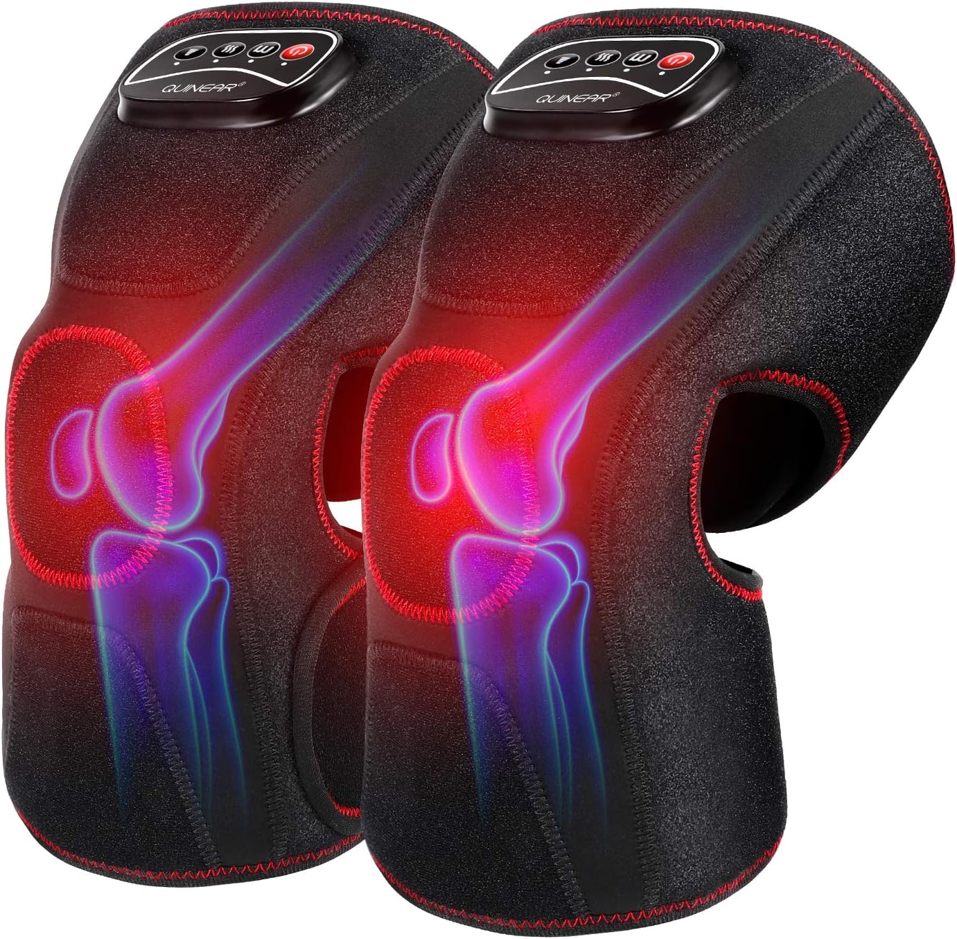 QUINEAR Knee Massager with Heat, Air Compression Leg Knee Brace Wrap for Arthritis Pain Relief Eletric Heating for Joint Pain, Cramps and Circulation 3 Modes & 3 Intensities – FSA or HSA Eligible