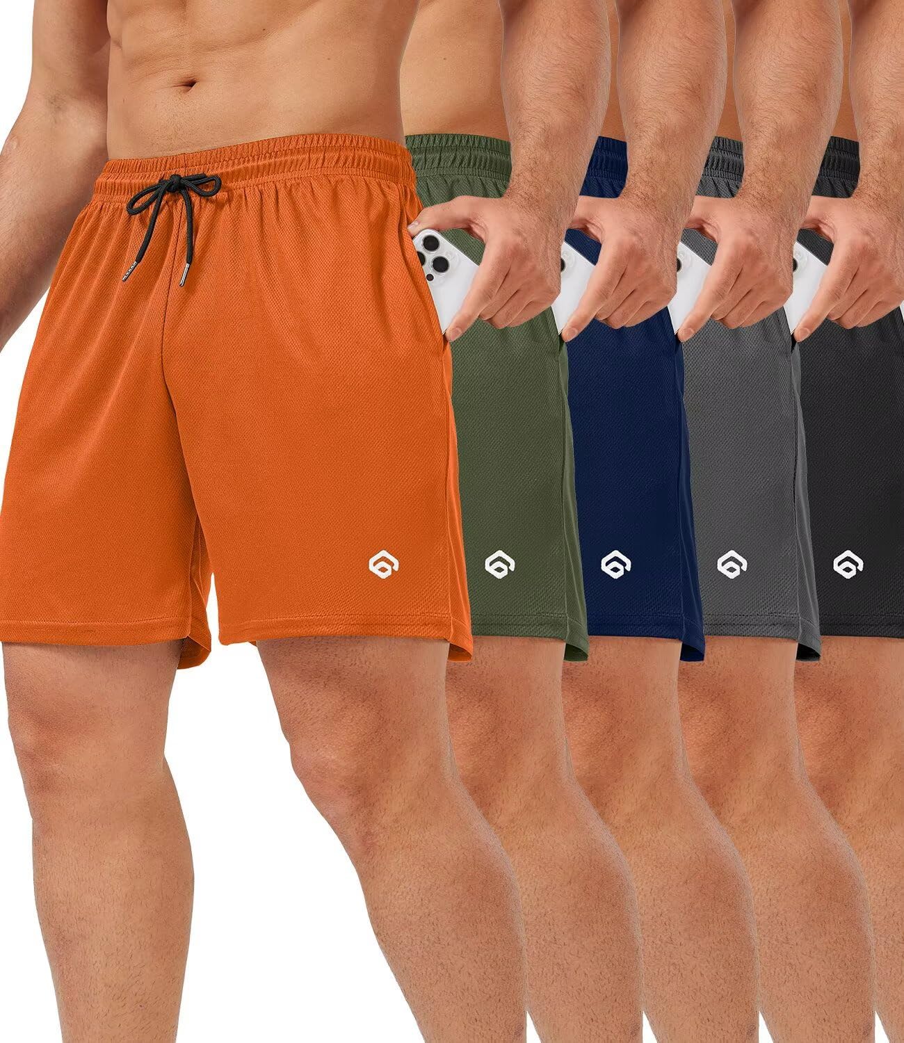 5 Pack Gym Shorts Men 5 Inch Quick Dry Mesh Shorts Men Lightweight Training Athletic Running Shorts with Pockets