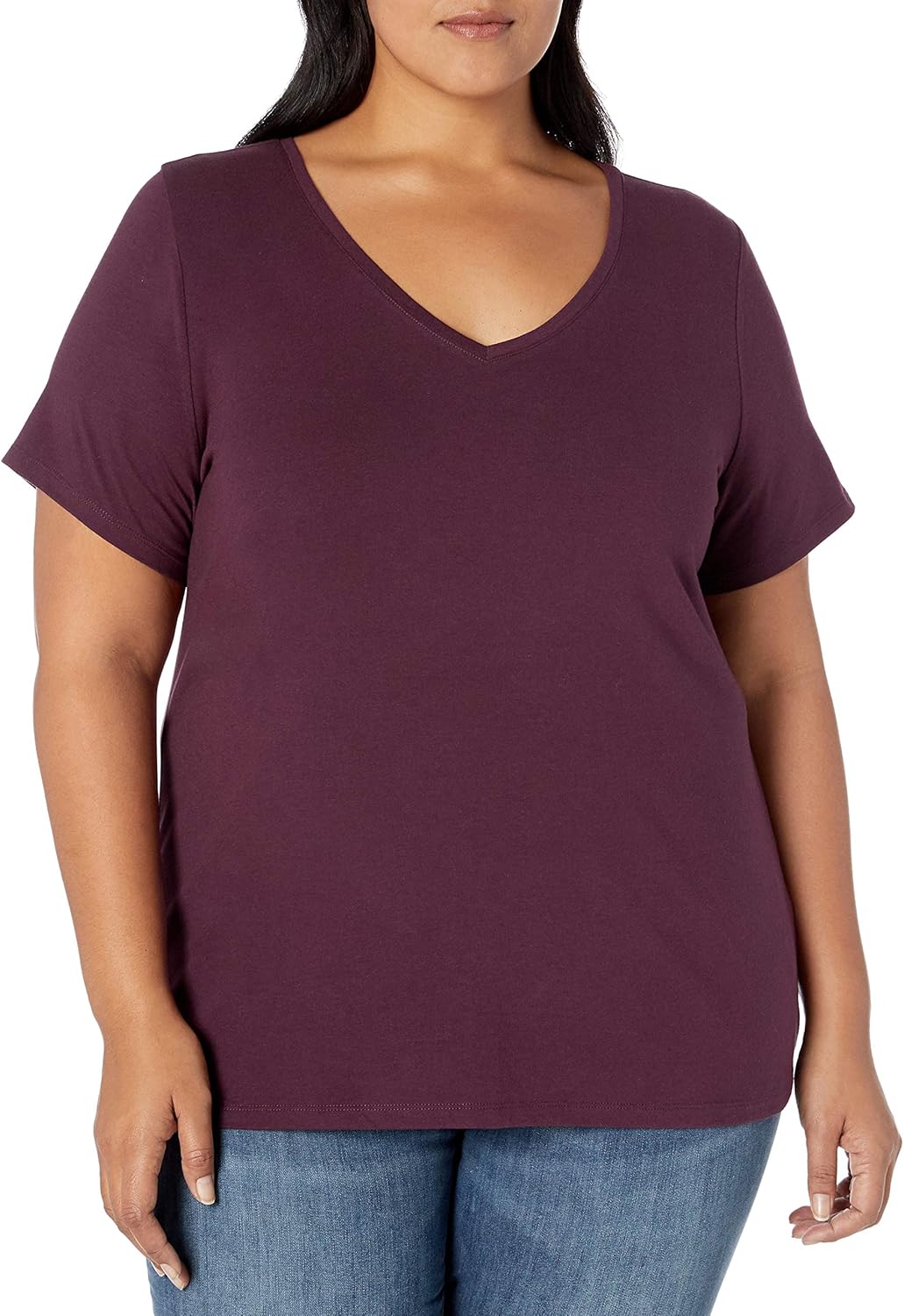 Amazon Essentials Women’s Plus Size Short-Sleeve V-Neck T-Shirt, Multipacks