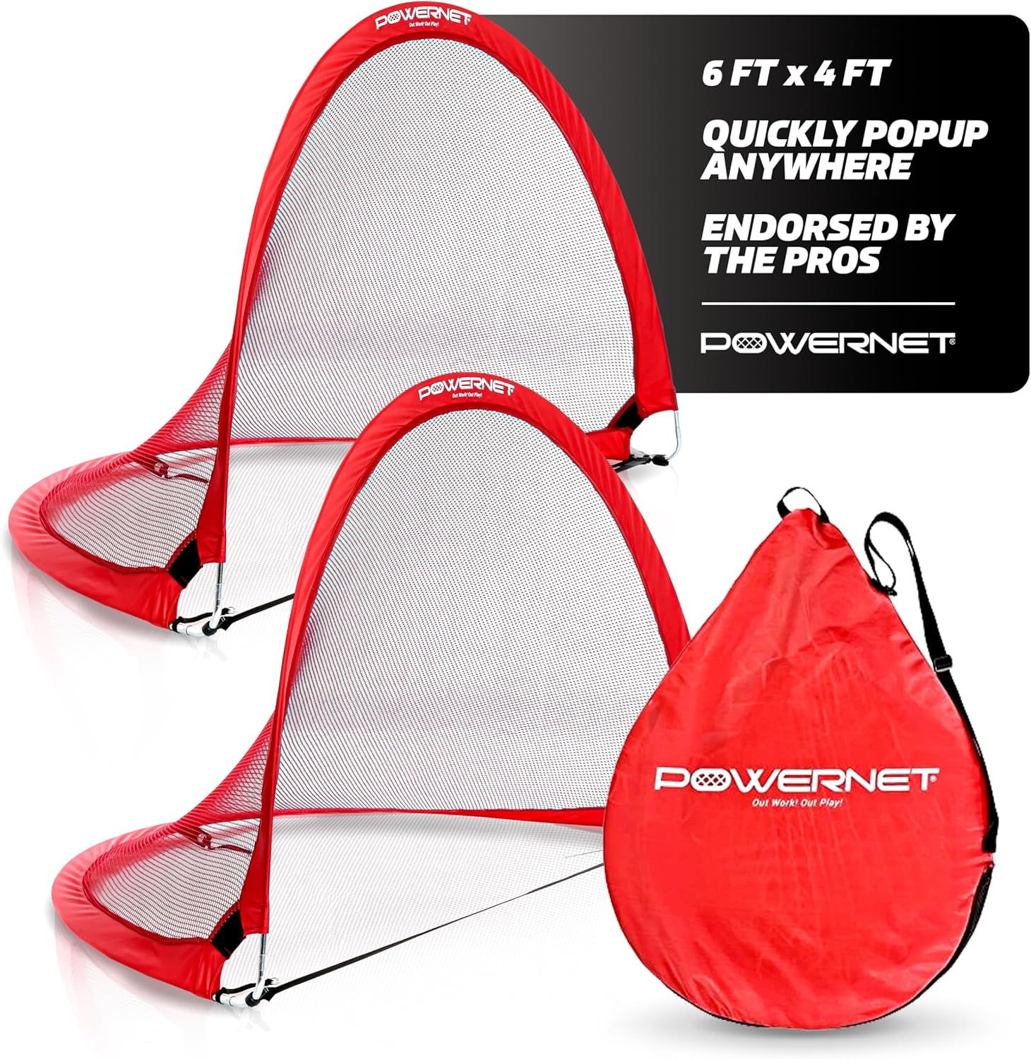 Powernet Soccer Goal, Set of 2 Pop Up Goals for Backyard, Kids Outdoor Indoor Soccer Net, Portable Training Equipment, Collapsible Mini Goalie Net (3 Sizes)