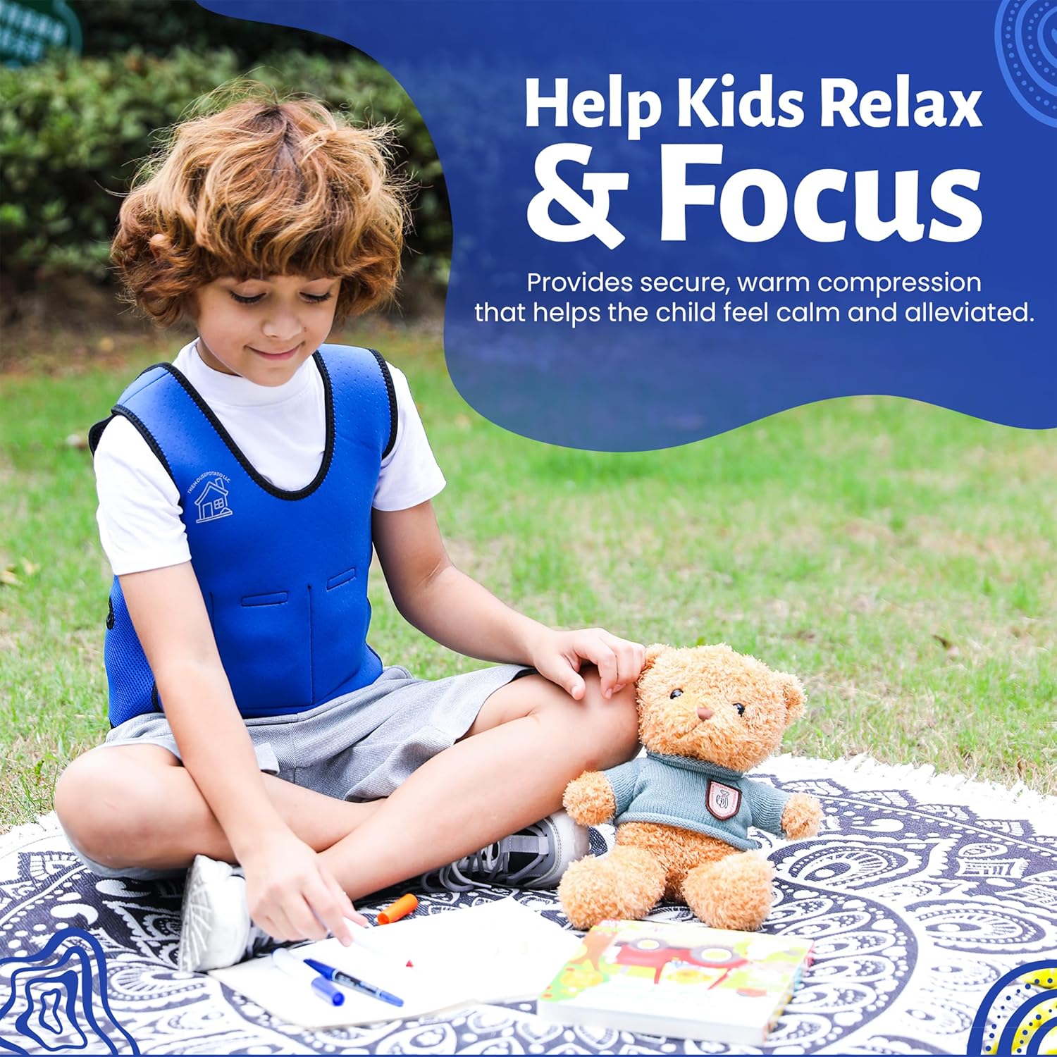 Sensory Compression Vest, Weighted vest, Calming Vest for Kids with ADHD, Weighted Jacket for Anxiety, Highly Adjustable, From Elementary to Highschool, Keeps safe and Secure Feeling For Your Child.