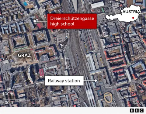 Map showing the location of the school